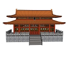 中式古建佛寺sketchup模型下载