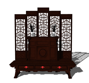 传统中式案台SU模型，案台草图大师模型下载