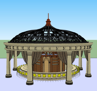 凉亭sketchup模型下载，凉亭草图大师模型