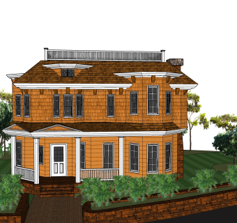 新中式别墅建筑，连排叠加别墅，SU模型免费下载