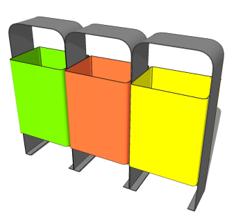 现代分类垃圾桶草图大师模型，垃圾桶SU模型下载