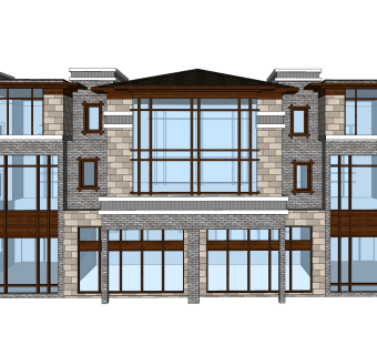 现代独栋别墅草图大师模型下载，独栋别墅sketchup模型
