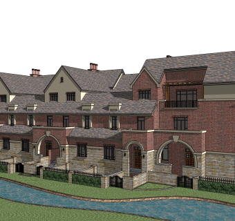 欧式连排别墅草图大师模型，连排别墅sketchup模型免费下载