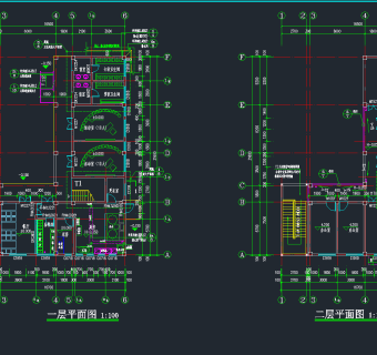 现代风格2层乡镇幼儿园建筑施工图，幼儿园CAD施工图纸下载