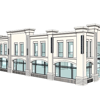 欧式售楼处建筑方案草图大师模型，售楼部建筑沙盘sketchup模型免费下载