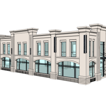 欧式售楼处建筑方案草图大师模型，售楼部建筑沙盘sketchup模型免费下载