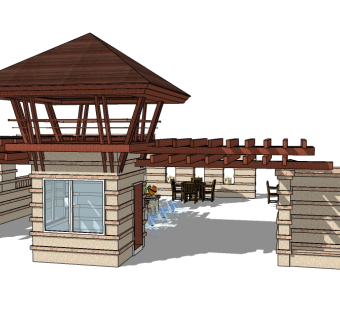 欧式入口大门skp文件下载，入口大门SU模型分享
