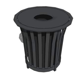 现代金属垃圾桶草图大师模型，垃圾桶SU模型下载