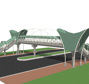 现代人行天桥草图大师模型，人行天桥sketchup模型免费下载