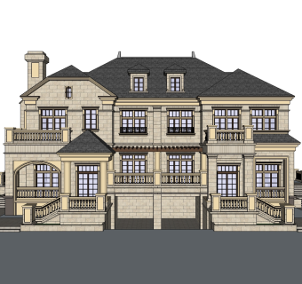 欧式别墅su模型，别墅sketchup模型下载