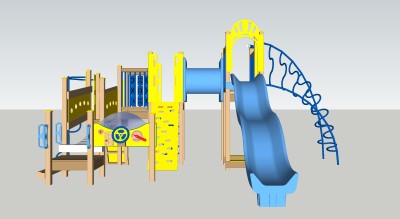 现代儿童滑梯草图大师模型，滑梯sketchup模型