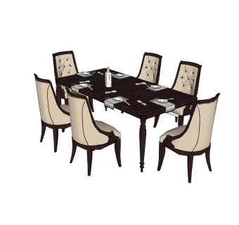 美式餐桌椅免费su模型，餐桌椅草图大师模型下载