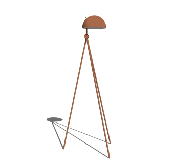 现代三脚架落地灯草图大师模型，金属帽子落地灯效果图su模型下载