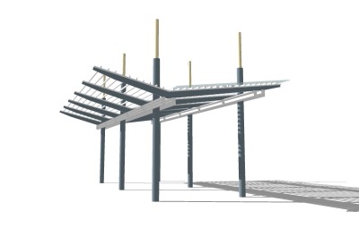 现代简约造型廊架草图大师模型，简约造型廊架sketchup模型下载