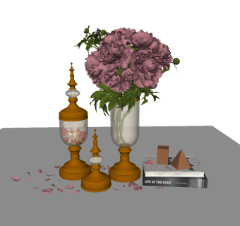 欧式花瓶花卉摆件skp文件下载，花瓶花卉sketchup模型