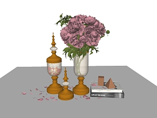 欧式花瓶花卉摆件skp文件下载，花瓶<em>花卉sketchup模型</em>