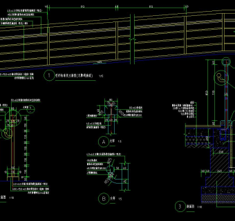 无障碍坡道栏杆标准段详图CAD图纸下载