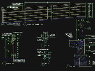 无障碍坡道栏杆标准段详图CAD图纸下载