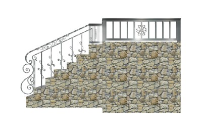 欧式铁艺单跑楼梯草图大师模型，铁艺单跑楼梯sketchup模型免费下载