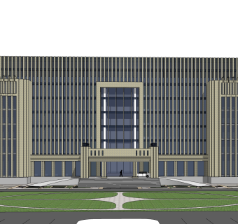 现代办公楼外观草图大师模型，办公楼外观sketchup模型免费下载