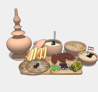  现代快餐草图大师模型，食物SU模型下载