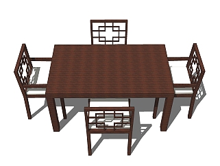 <em>新中式餐桌</em>草图大师模型，餐桌sketchup模型下载