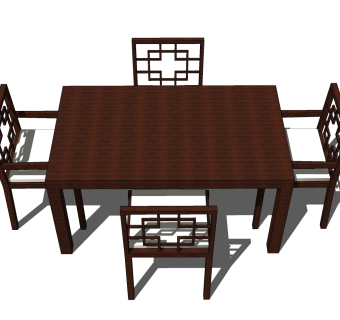 新中式餐桌草图大师模型，餐桌sketchup模型下载