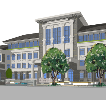 欧式古典办公楼草图大师模型，古典办公楼sketchup模型免费下载