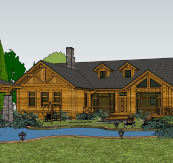 简欧独栋别墅草图大师模型，sketchup别墅su模型下载