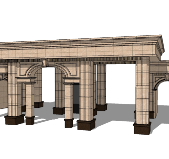 欧式入口大门草图大师模型下载，入口大门sketchup模型