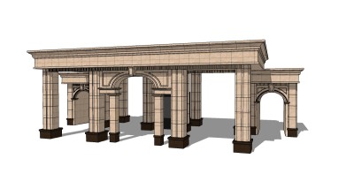 欧式入口大门草图大师模型下载，入口大门sketchup模型