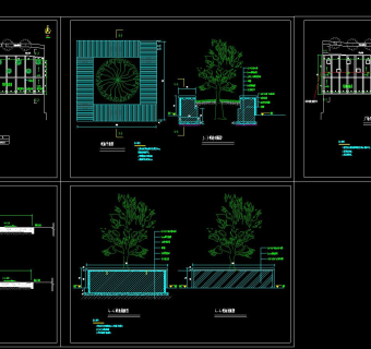 商业街小型广场绿地景观施工图CAD图纸