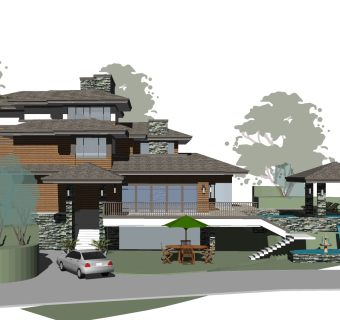 现代别墅外观草图大师模型，别墅外观sketchup模型免费下载