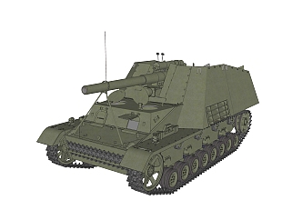 德国SdKfz-165-HUMMEL野蜂自行火炮su模型，野蜂自行火炮草图大师模型下载