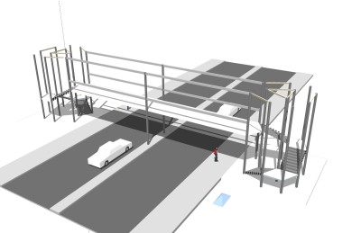 现代人行天桥草图大师模型，人行天桥sketchup模型免费下载