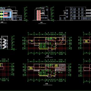 幼儿园cad建筑图纸，幼儿园平面立面图下载