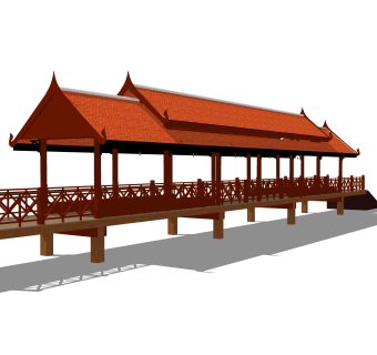 廊桥草图大师模型设计下载，sketchup廊桥su模型分享