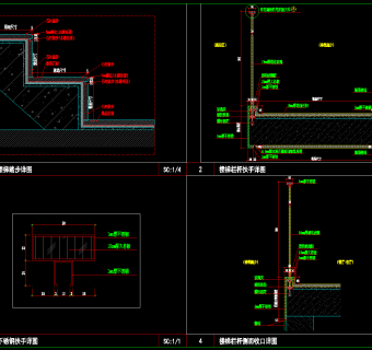 室内楼梯扶手节点大样详图，室内楼梯扶手CAD节点大样图