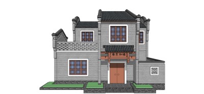 中式四合院别墅su模型下载、中式四合院别墅草图大师模型下载