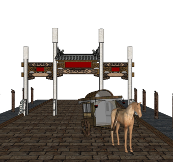 中式牌坊草图大师模型下载、中式牌坊su模型下载