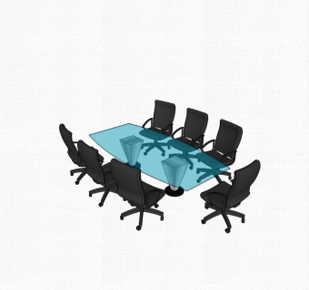 现代玻璃会议桌草图大师模型，会议桌sketchup模型下载