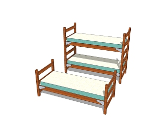 现代上下床儿童床草图大师模型，儿童床su模型下载