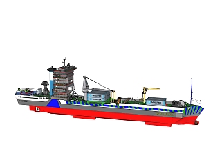 现代的大型货船草图大师模型，货船sketchup模型下载