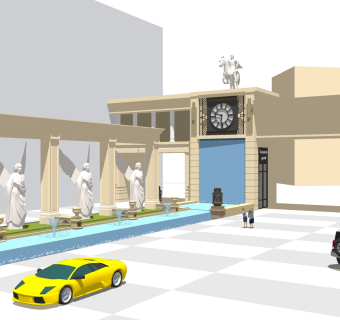 欧式古典小区门头草图大师模型，古典小区门头sketchup模型免费下载