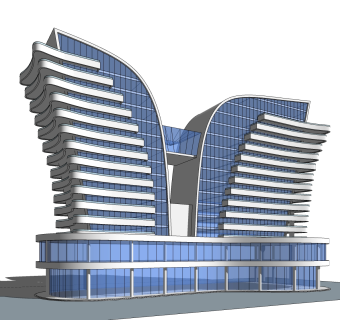 现代办公楼草图大师模型，办公楼sketchup模型免费下载