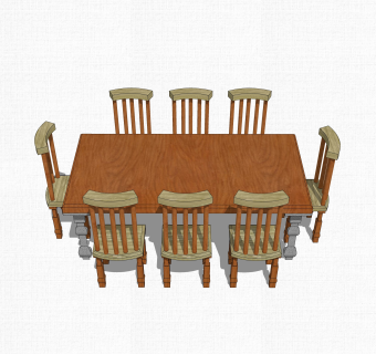 中式餐桌椅草图大师模型，餐桌椅skb文件下载