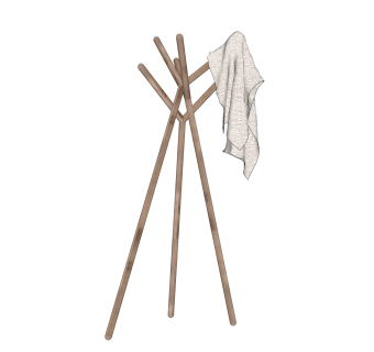 创意实木三脚衣架草图大师模型,服装店衣架su模型下载