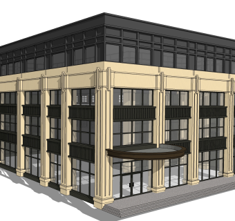 欧式售楼处建筑方案草图大师模型，建筑构件sketchup模型免费下载