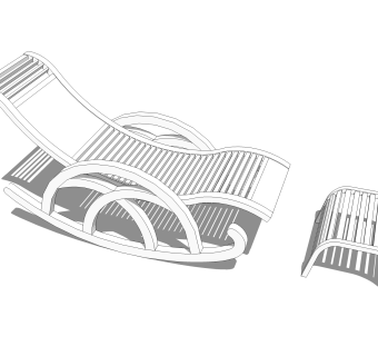 现代白色 躺椅su模型，简约椅子草图大师模下载