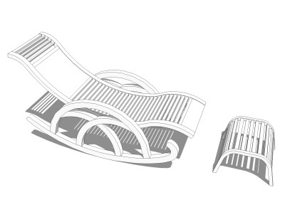 现代白色 躺椅su模型，简约椅子草图大师模下载